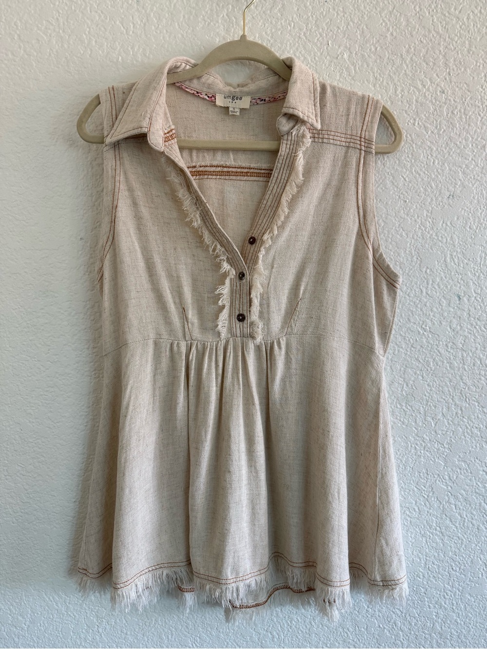 Umgee fringe sleeveless babydoll tunic